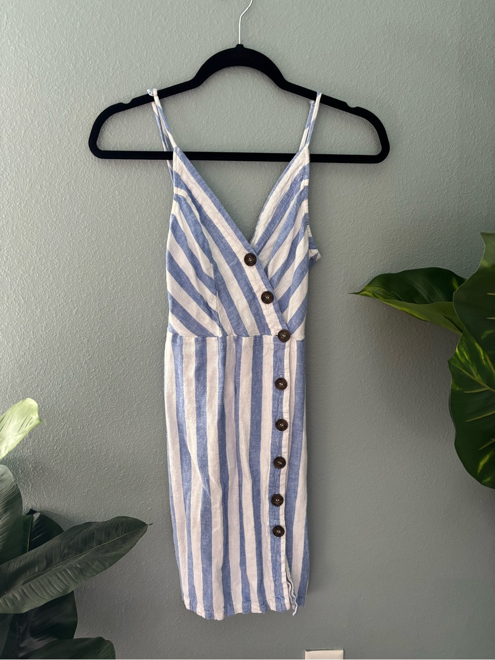 Blue and White Striped Button-Front Sundress